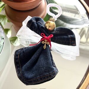 Denim and White Angel Ornament